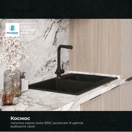 Мойка кухонная POLYGRAN BRIG 772 (космос №316)